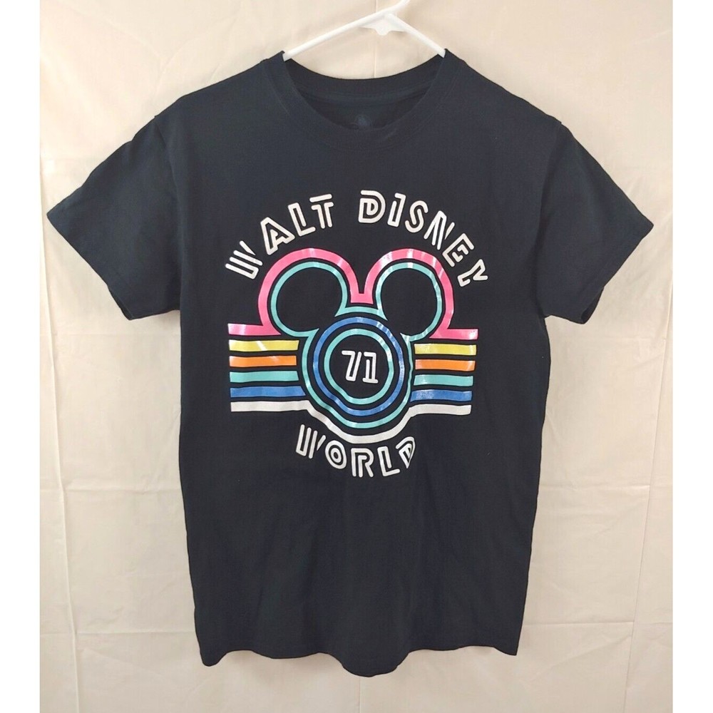 Walt Disney World T Shirt Small Black Colorful Mickey 71 Pearlized Retro Icon